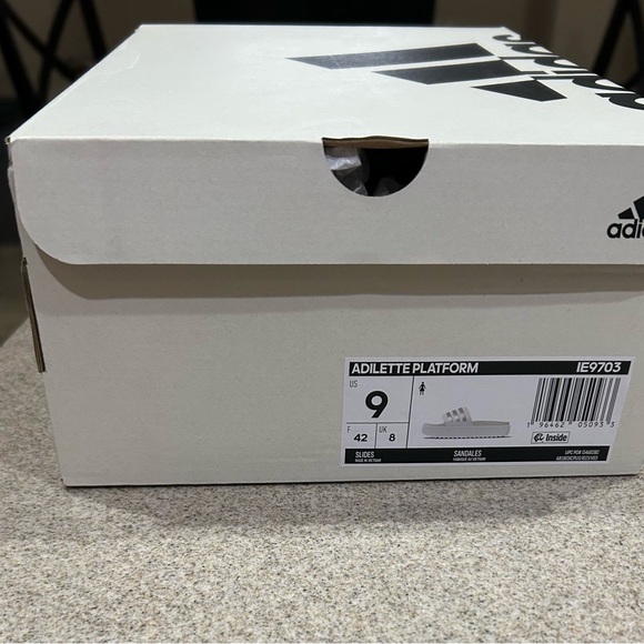 adidas ADILETTE platform white and gray NWT - Picture 2 of 3